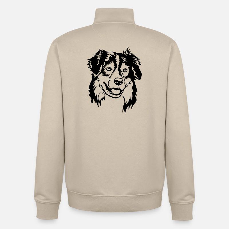 Tête de Shepherd australien - Sweat zippé unisexe en coton bio Stanley/Stella - beige crème