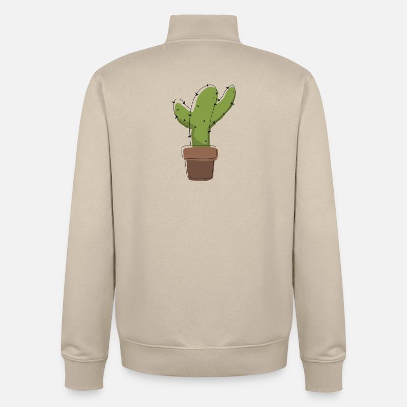 Cactus dans un pot – illustration graphique - Sweat zippé unisexe en coton bio Stanley/Stella - beige crème