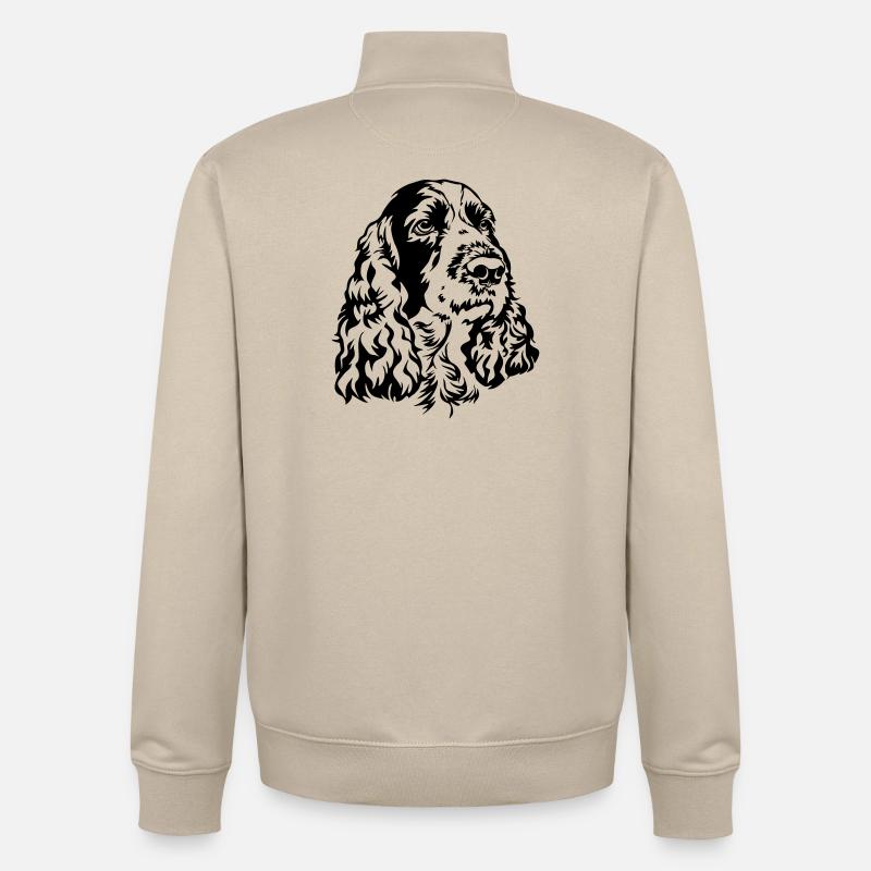 Springer anglais Tête d’épagne - Sweat zippé unisexe en coton bio Stanley/Stella - beige crème