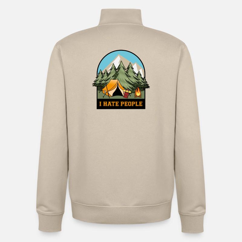 Ich hasse Menschen - Unisex Organic Zip Sweatshirt von Stanley/Stella - Cremebeige