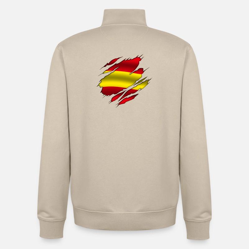 Spanien - Spanien - Spanien - Zerrissenes Design - Unisex Organic Zip Sweatshirt von Stanley/Stella - Cremebeige