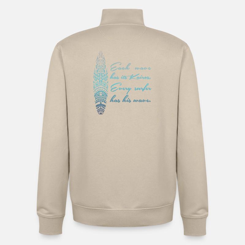 SURF, MAORI, SURF, SURFEUR - Sweat zippé unisexe en coton bio Stanley/Stella - beige crème