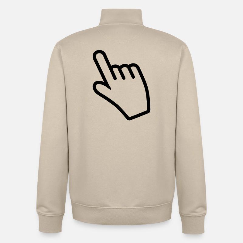 Main pointant quelque chose avec l’index - Sweat zippé unisexe en coton bio Stanley/Stella - beige crème