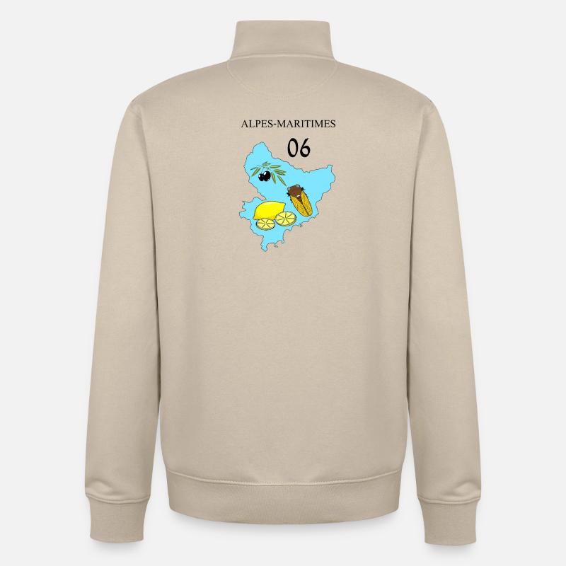 Alpes maritimes - Sweat zippé unisexe en coton bio Stanley/Stella - beige crème