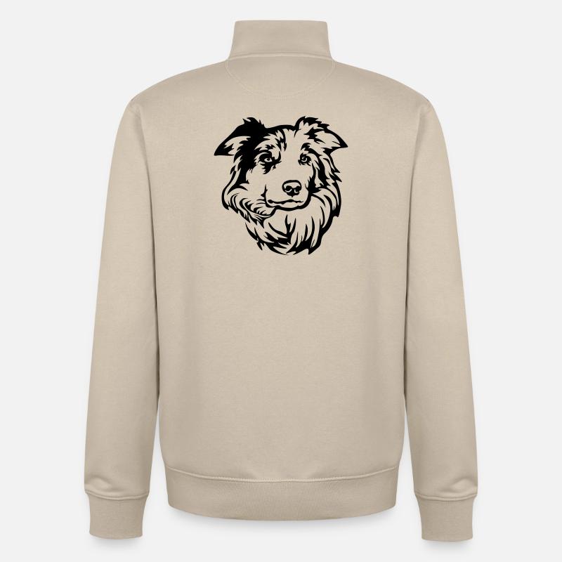 Tête de Border Collie - Sweat zippé unisexe en coton bio Stanley/Stella - beige crème