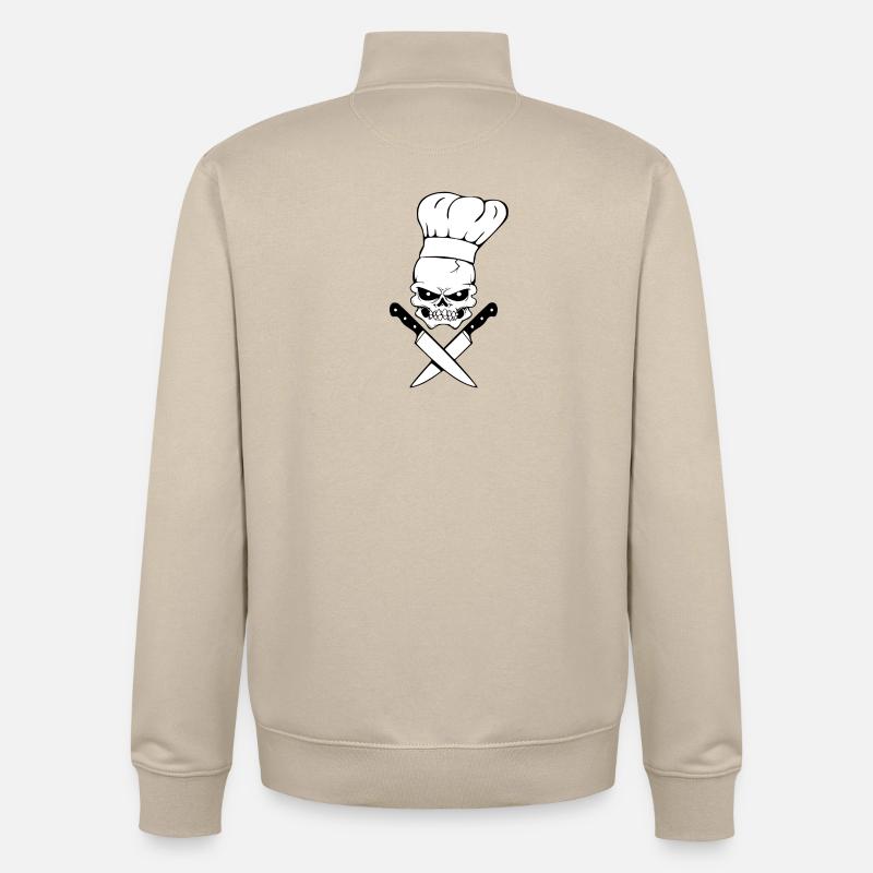 Tête de mort cuisinier - Sweat zippé unisexe en coton bio Stanley/Stella - beige crème