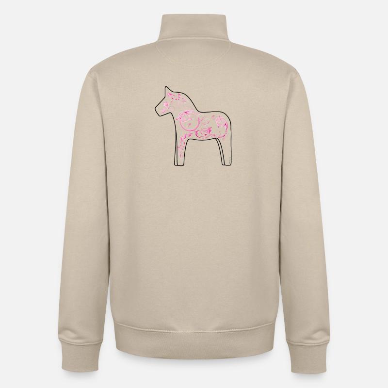 Dala Pferd Pink - Unisex Organic Zip Sweatshirt von Stanley/Stella - Cremebeige