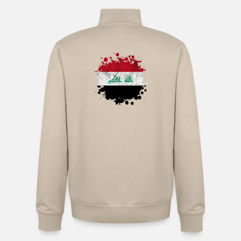 Conception de drapeaux Splash Irak - Sweat zippé unisexe en coton bio Stanley/Stella - beige crème