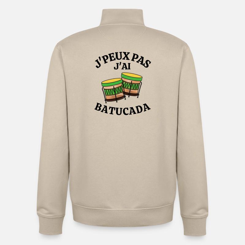 batucada, Brésil, carnaval de rio, samba - Sweat zippé unisexe en coton bio Stanley/Stella - beige crème