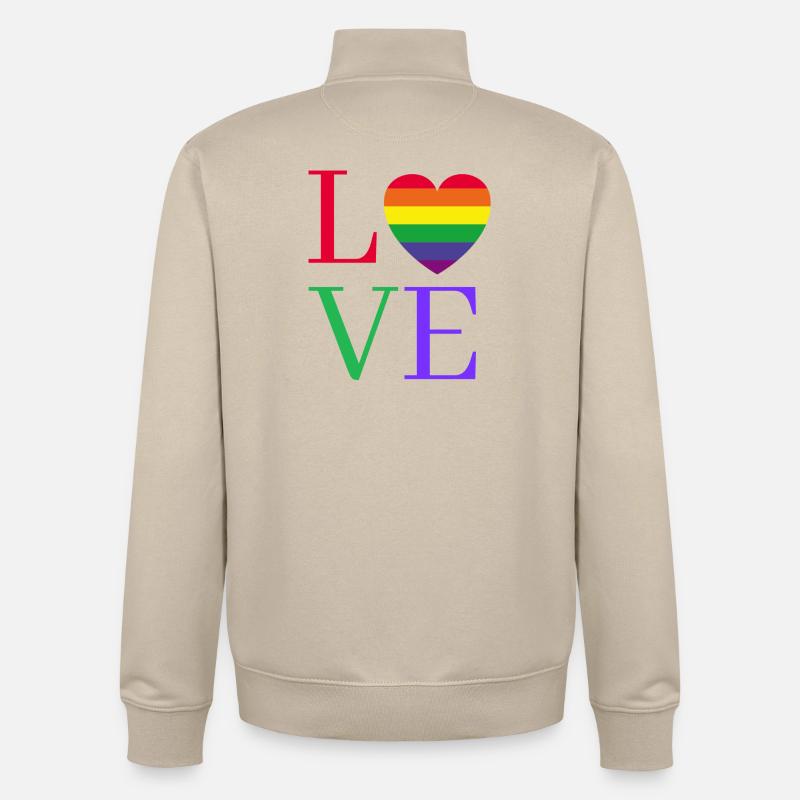 Regenbogen Love Herz Pride  - Unisex Organic Zip Sweatshirt von Stanley/Stella - Cremebeige