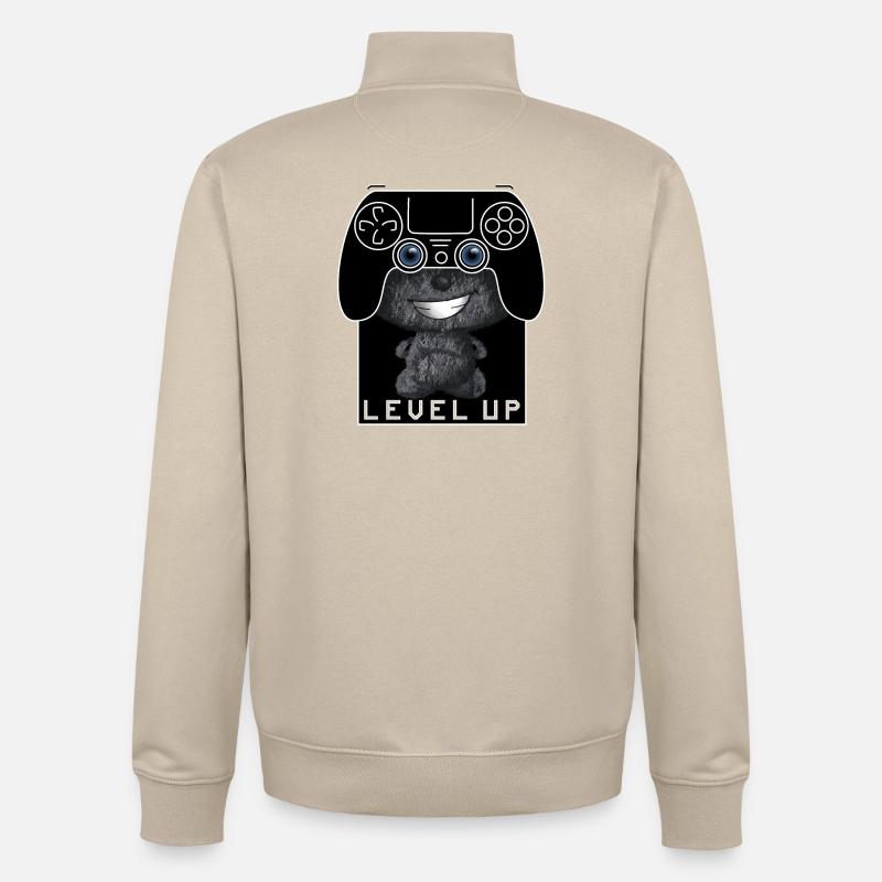 Manette Level Up Mignon - Sweat zippé unisexe en coton bio Stanley/Stella - beige crème