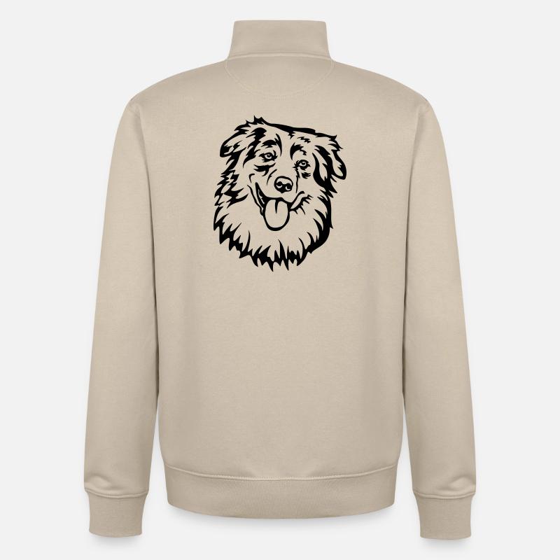 Tête de berger australien - Sweat zippé unisexe en coton bio Stanley/Stella - beige crème