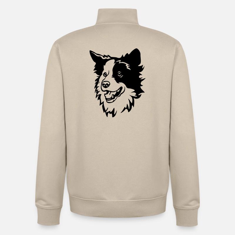 Border Collie Kopf - Unisex Organic Zip Sweatshirt von Stanley/Stella - Cremebeige