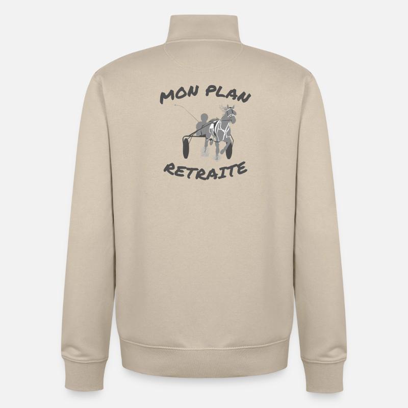 Course Hippique Vintage - Sweat zippé unisexe en coton bio Stanley/Stella - beige crème