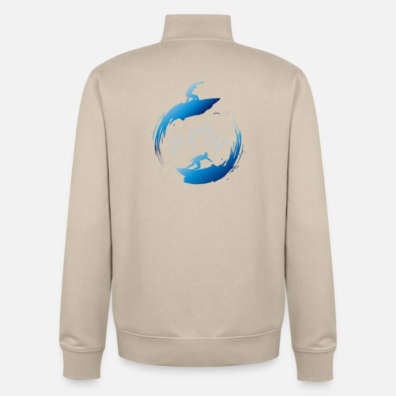 Surf, temps de surf - Sweat zippé unisexe en coton bio Stanley/Stella - beige crème