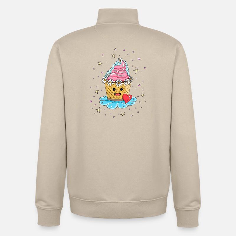 Cupcake Muffin Cake comme mariée - Sweat zippé unisexe en coton bio Stanley/Stella - beige crème