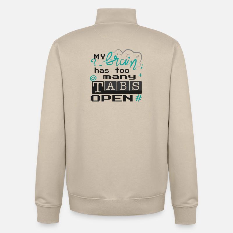 mon cerveau a trop d’onglets ouverts - Sweat zippé unisexe en coton bio Stanley/Stella - beige crème