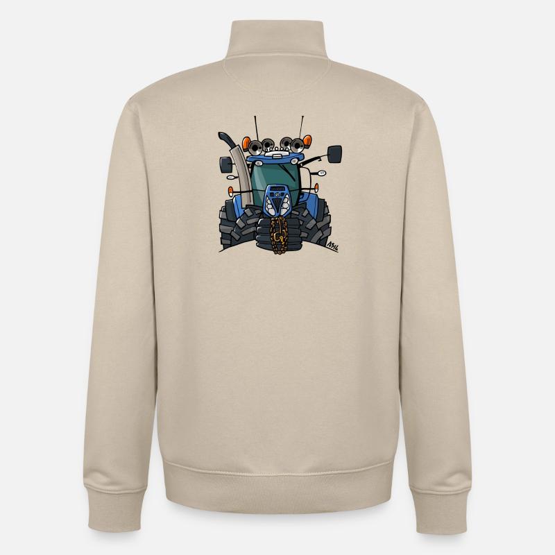 0397 Blauer Traktor - Unisex Organic Zip Sweatshirt von Stanley/Stella - Cremebeige