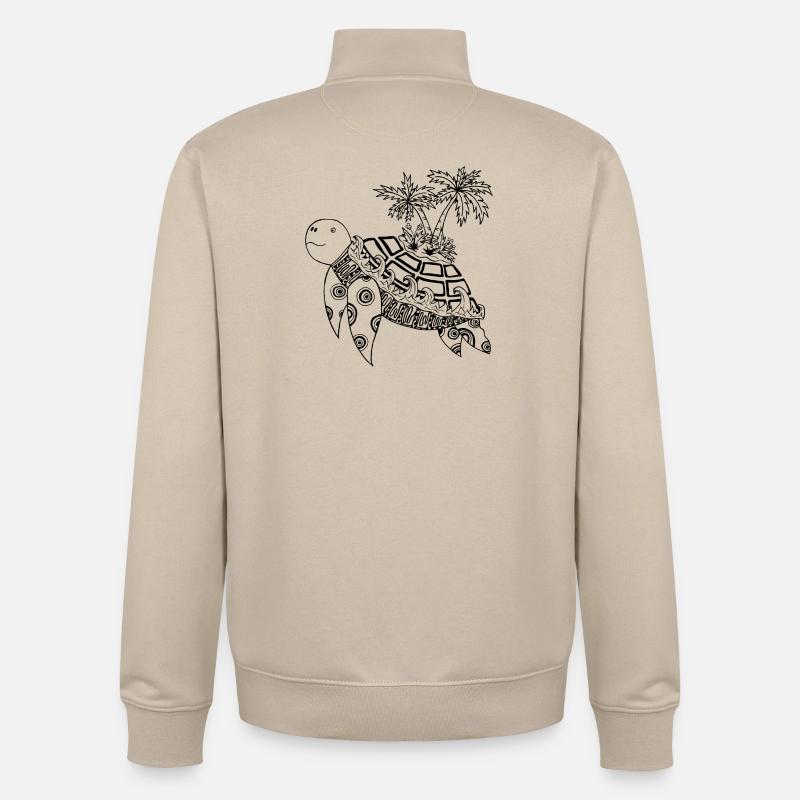 Turtle with island on its back - Unisex Organic Zip Sweatshirt by Stanley/Stella - desert dust