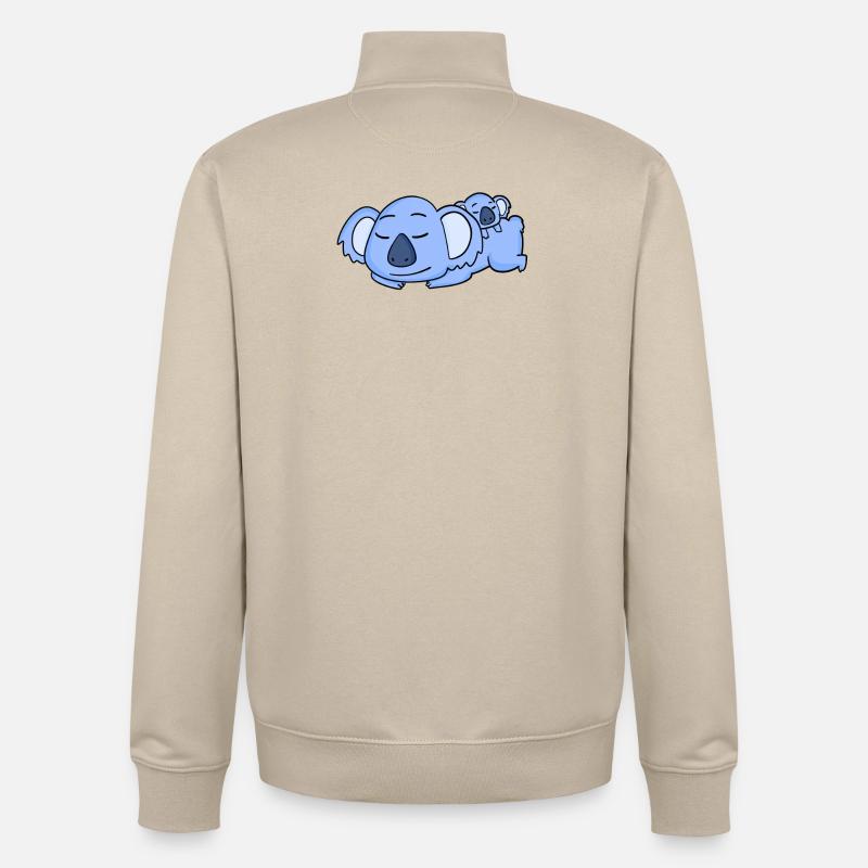 Papa Koala avec Bébé Koala - Sweat zippé unisexe en coton bio Stanley/Stella - beige crème