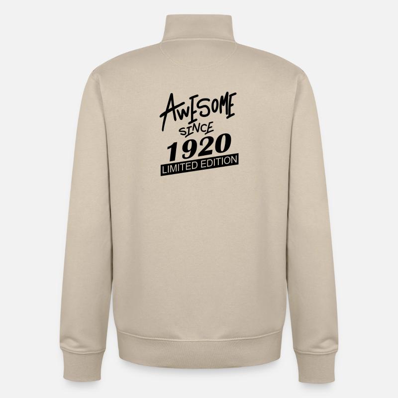 1920 - Né en 1920 - Sweat zippé unisexe en coton bio Stanley/Stella - beige crème
