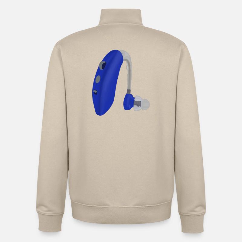 Une aide auditive bleue - Sweat zippé unisexe en coton bio Stanley/Stella - beige crème
