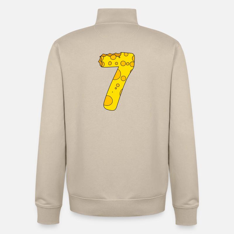 Numéro 7 Digit Cheese - Sweat zippé unisexe en coton bio Stanley/Stella - beige crème