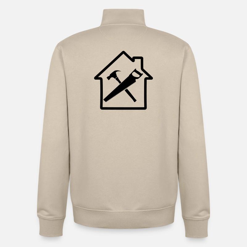 Construction de maison à logo d’outil de charpentier - Sweat zippé unisexe en coton bio Stanley/Stella - beige crème