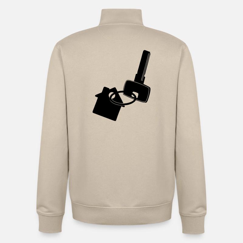 Clé avec clé de maison pour faire sonner le logo - Sweat zippé unisexe en coton bio Stanley/Stella - beige crème
