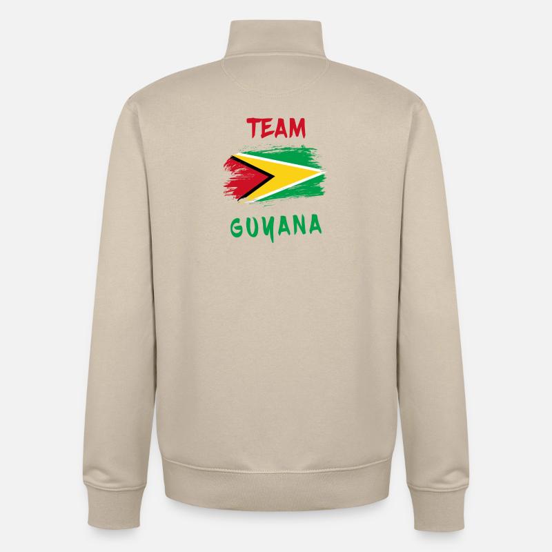 Drapeaux de l'équipe Guyane - Sweat zippé unisexe en coton bio Stanley/Stella - beige crème