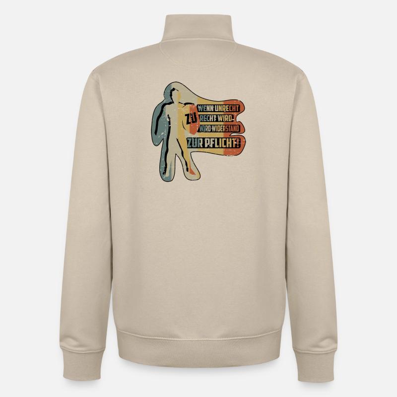 QUAND L’INJUSTICE DEVIENT JUSTE - Sweat zippé unisexe en coton bio Stanley/Stella - beige crème