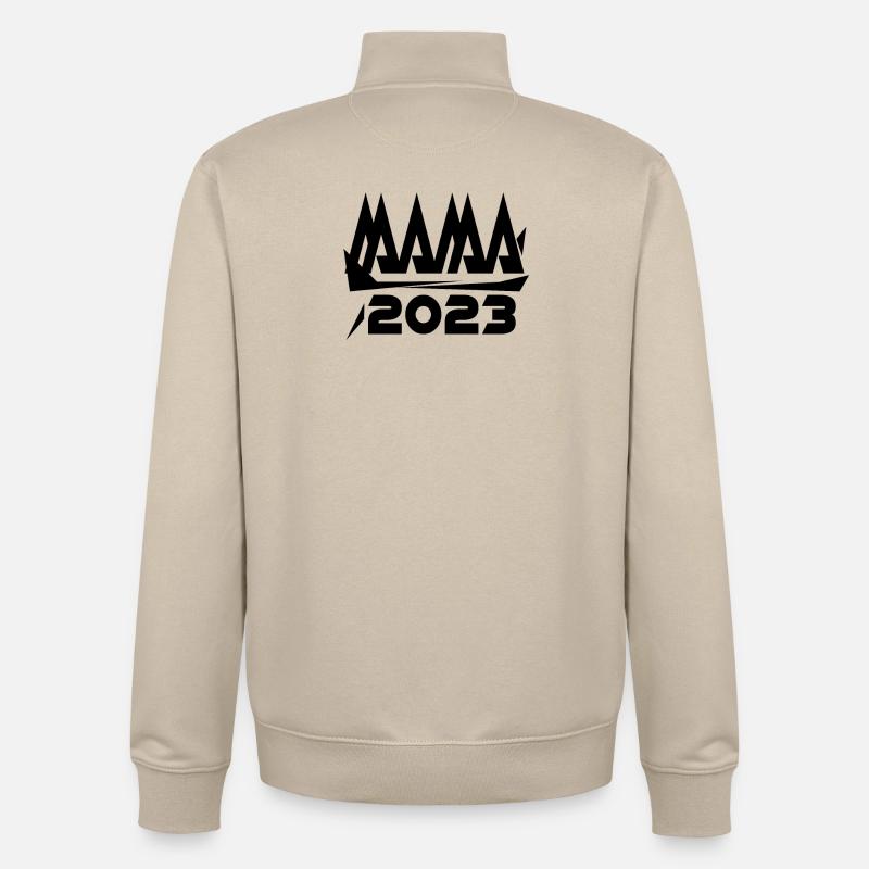 Maman 2023 Mère Grossesse Enceinte - Sweat zippé unisexe en coton bio Stanley/Stella - beige crème