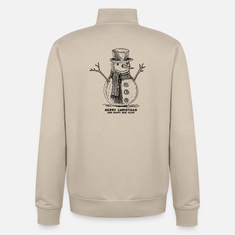 Bonhomme de neige Joyeux Noël - Sweat zippé unisexe en coton bio Stanley/Stella - beige crème