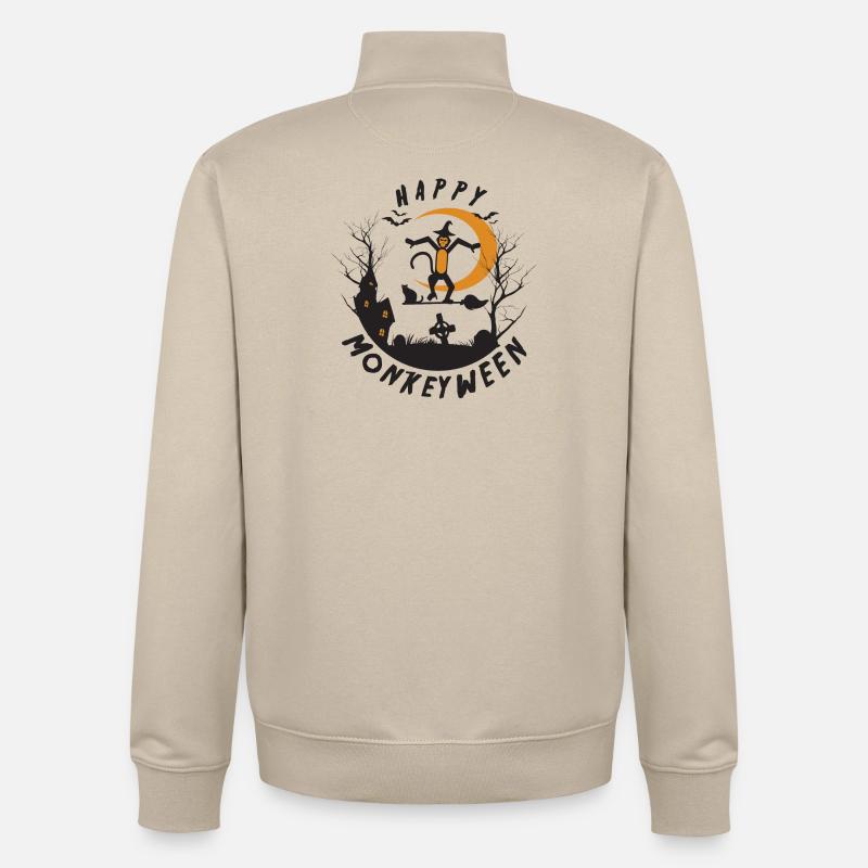 Happy Monkeyween - Unisex Organic Zip Sweatshirt von Stanley/Stella - Cremebeige
