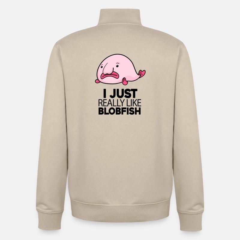 Poisson Blobfish - Sweat zippé unisexe en coton bio Stanley/Stella - beige crème