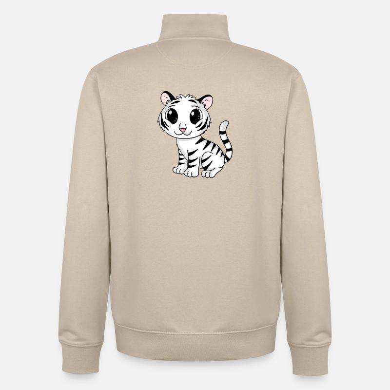 tigre blanc - Sweat zippé unisexe en coton bio Stanley/Stella - beige crème