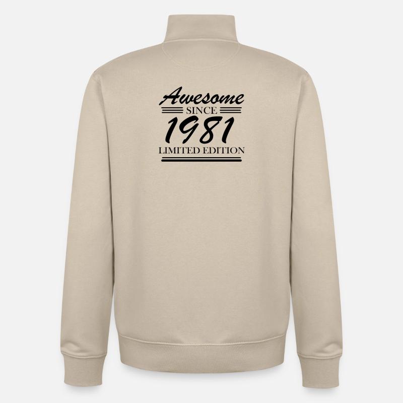 1981 - Né en 1981 - Sweat zippé unisexe en coton bio Stanley/Stella - beige crème