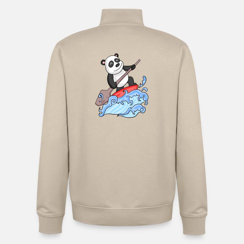Stand Up Paddle Panda - Sweat zippé unisexe en coton bio Stanley/Stella - beige crème