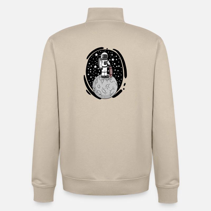 Astronaute avec skateboard dans l’espace - Sweat zippé unisexe en coton bio Stanley/Stella - beige crème