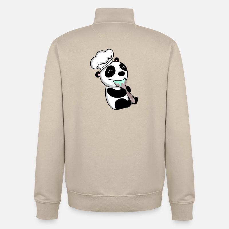 Panda Chef Mignon - Sweat zippé unisexe en coton bio Stanley/Stella - beige crème