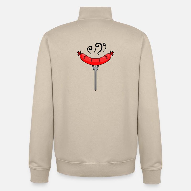 Saucisse Currywurst Viande Bratwurst Grillwurst - Sweat zippé unisexe en coton bio Stanley/Stella - beige crème
