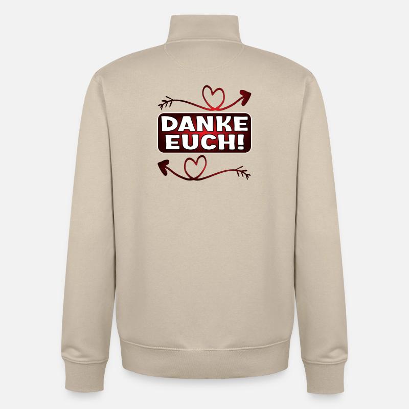 Dankeschön Geschenke - DANKE EUCH SPRÜCHE - Unisex Organic Zip Sweatshirt von Stanley/Stella - Cremebeige