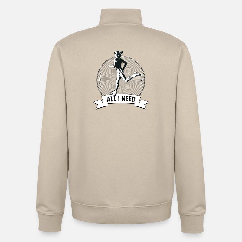 JOGGEUR D’EMBLÈME DE COURSE À PIED - Sweat zippé unisexe en coton bio Stanley/Stella - beige crème