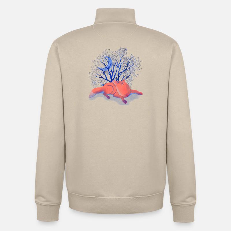 Moon Dreams Under Blue Tree - Unisex Organic Zip Sweatshirt by Stanley/Stella - desert dust