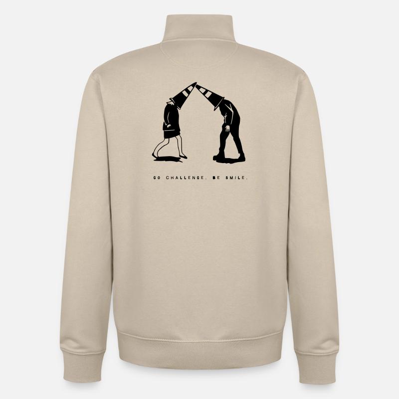 Restez idiot | parce que pourquoi pas - Sweat zippé unisexe en coton bio Stanley/Stella - beige crème