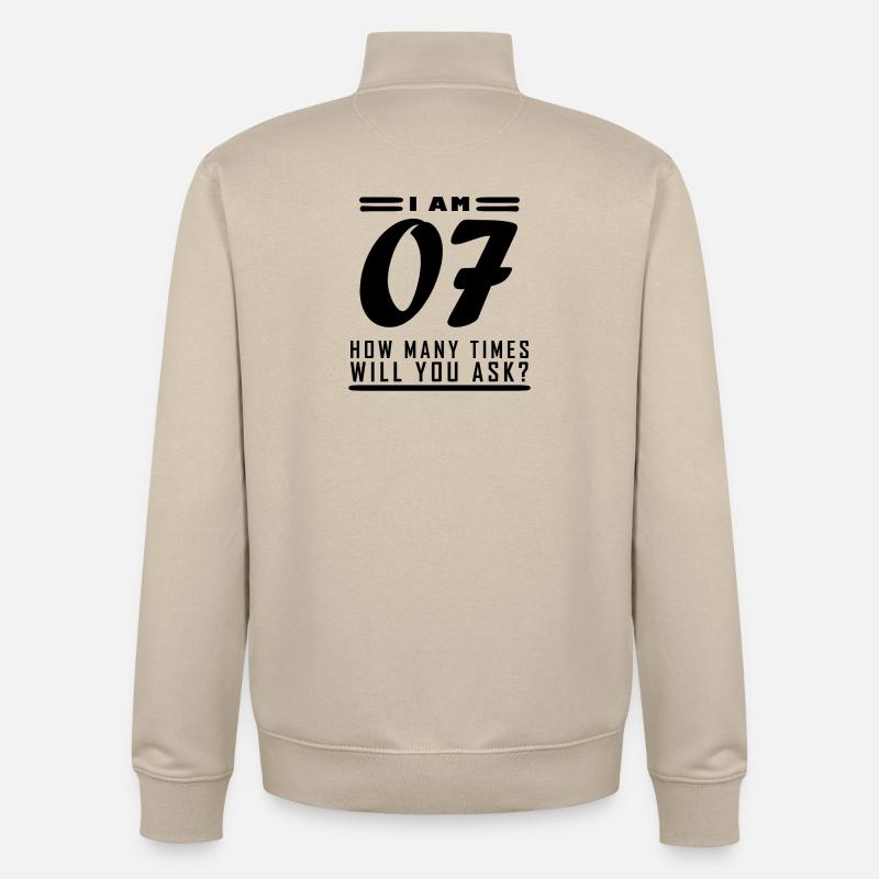 Je suis 7 – 7ème cadeau d’anniversaire - Sweat zippé unisexe en coton bio Stanley/Stella - beige crème