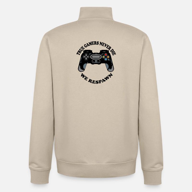 Crabe de jeu avec icônes de manette - Sweat zippé unisexe en coton bio Stanley/Stella - beige crème