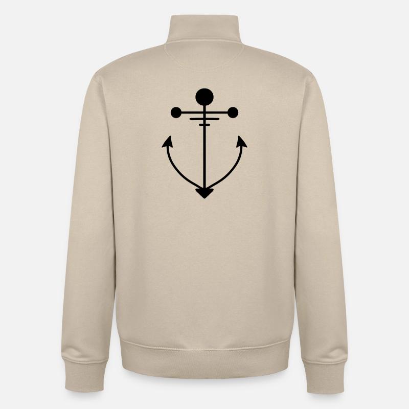 Ancre Noir - Sweat zippé unisexe en coton bio Stanley/Stella - beige crème