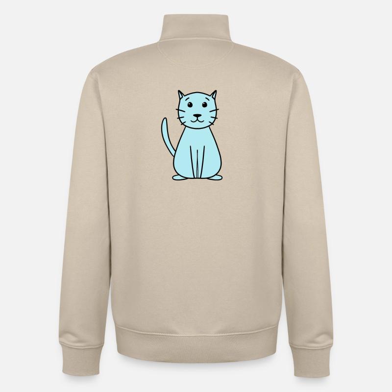 chat mignon simple - Sweat zippé unisexe en coton bio Stanley/Stella - beige crème