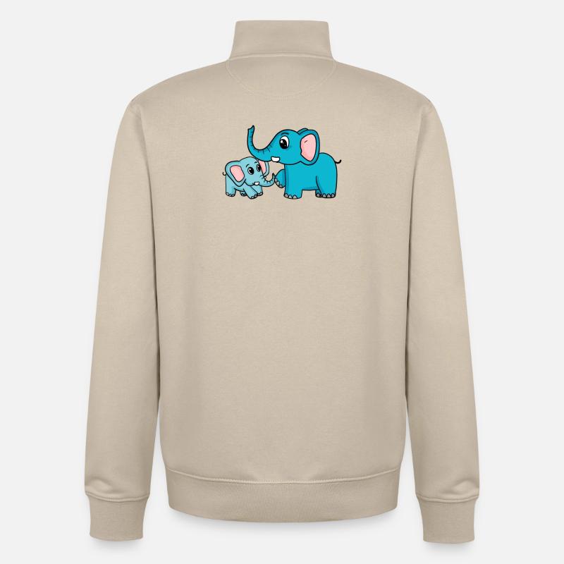 Eléphant avec bébé éléphant - Sweat zippé unisexe en coton bio Stanley/Stella - beige crème